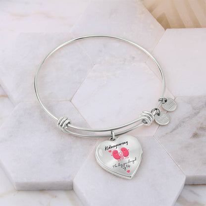 Kidney Donor 'Kidneyversary' Personalized Heart Pendant Bracelet