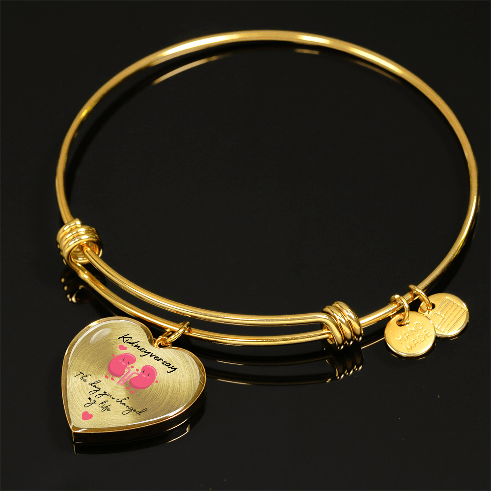 Kidney Donor 'Kidneyversary' Personalized Heart Pendant Bracelet