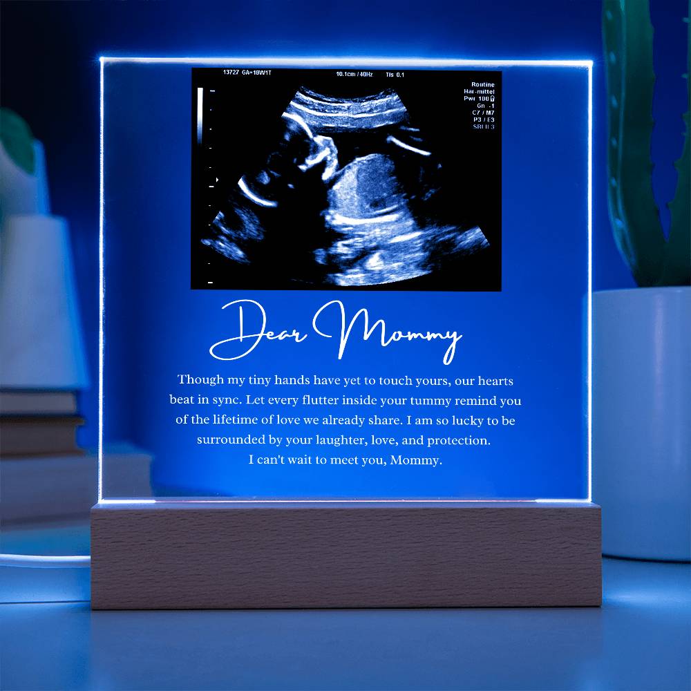 Dear Mommy Personalized Ultrasound Photo LED Acrylic Plaque