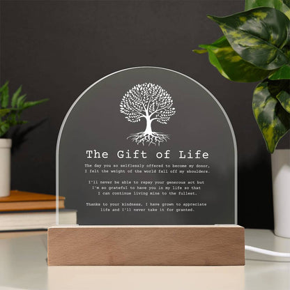 Gift of Life Transplant Anniversary Acrylic Plaque