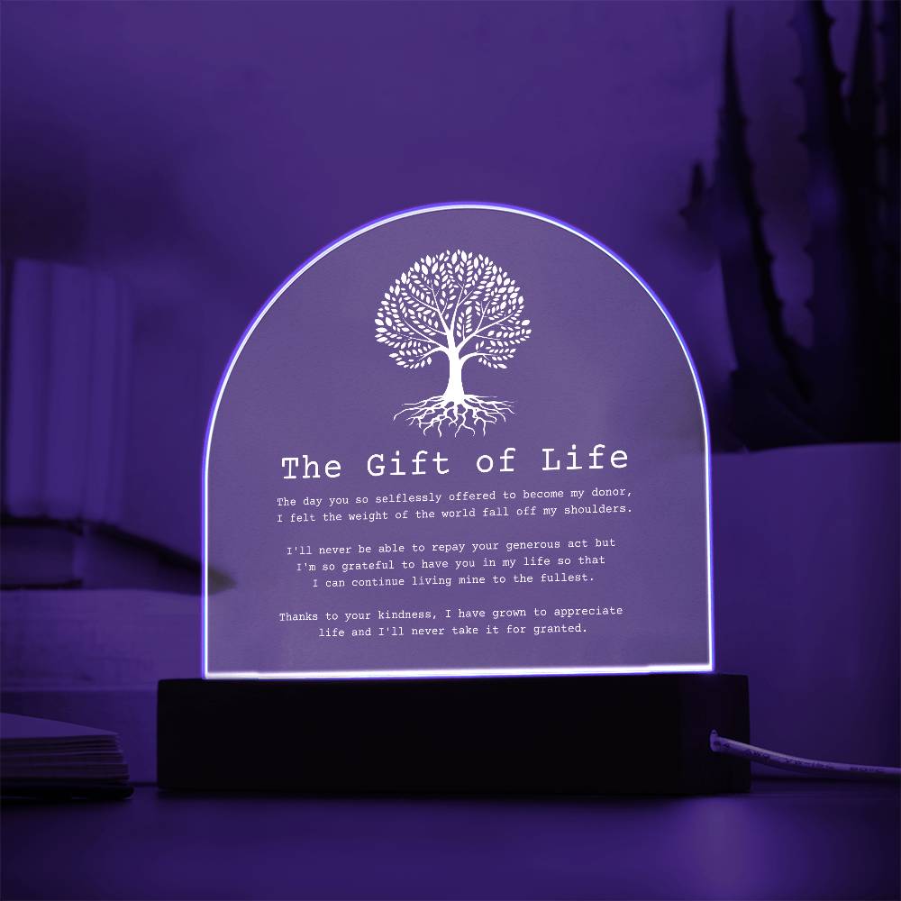 Gift of Life Transplant Anniversary Acrylic Plaque