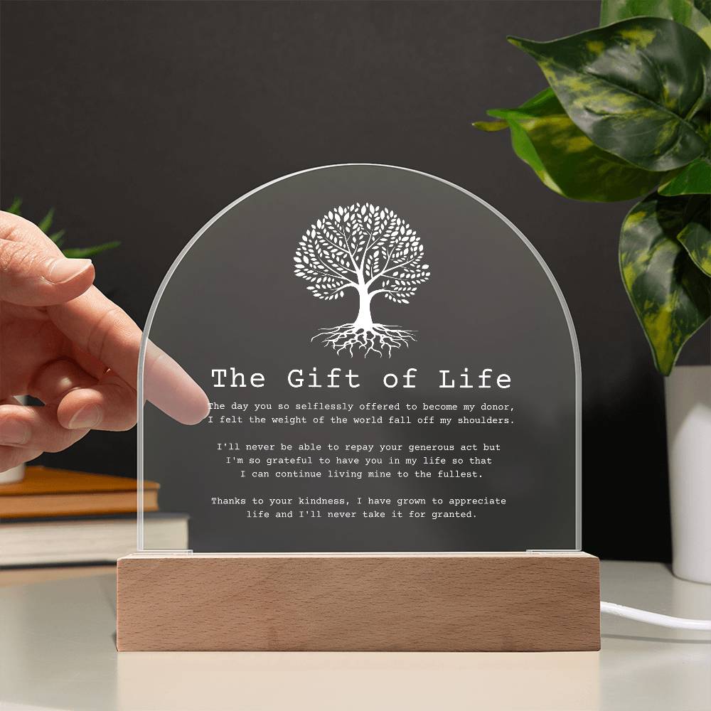 Gift of Life Transplant Anniversary Acrylic Plaque