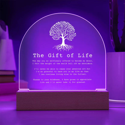 Gift of Life Transplant Anniversary Acrylic Plaque