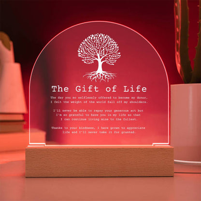 Gift of Life Transplant Anniversary Acrylic Plaque