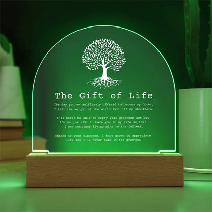 Gift of Life Transplant Anniversary Acrylic Plaque