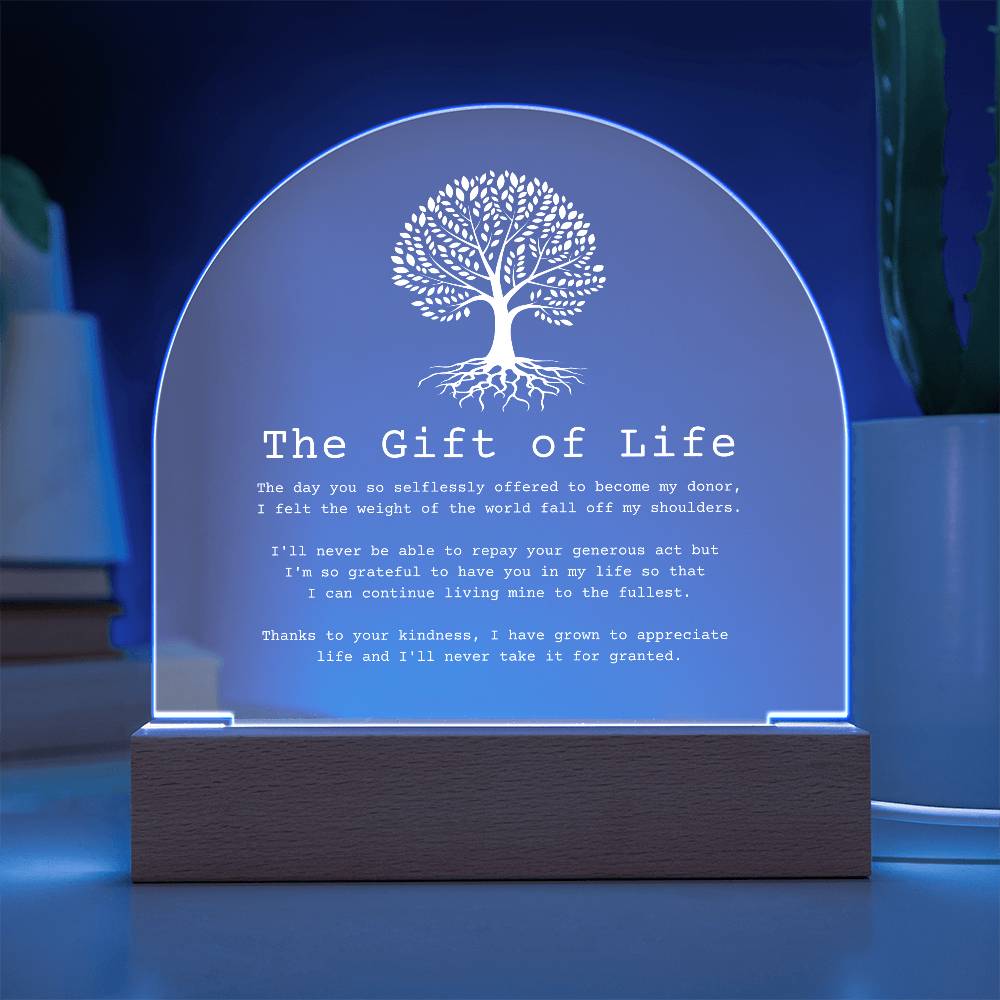 Gift of Life Transplant Anniversary Acrylic Plaque