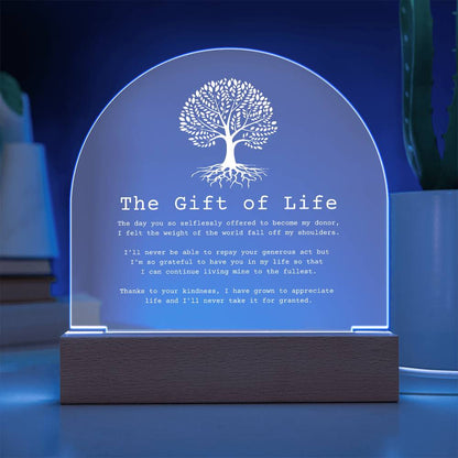 Gift of Life Transplant Anniversary Acrylic Plaque