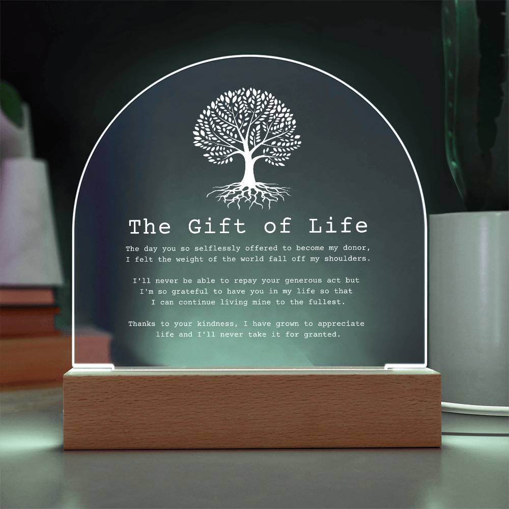 Gift of Life Transplant Anniversary Acrylic Plaque