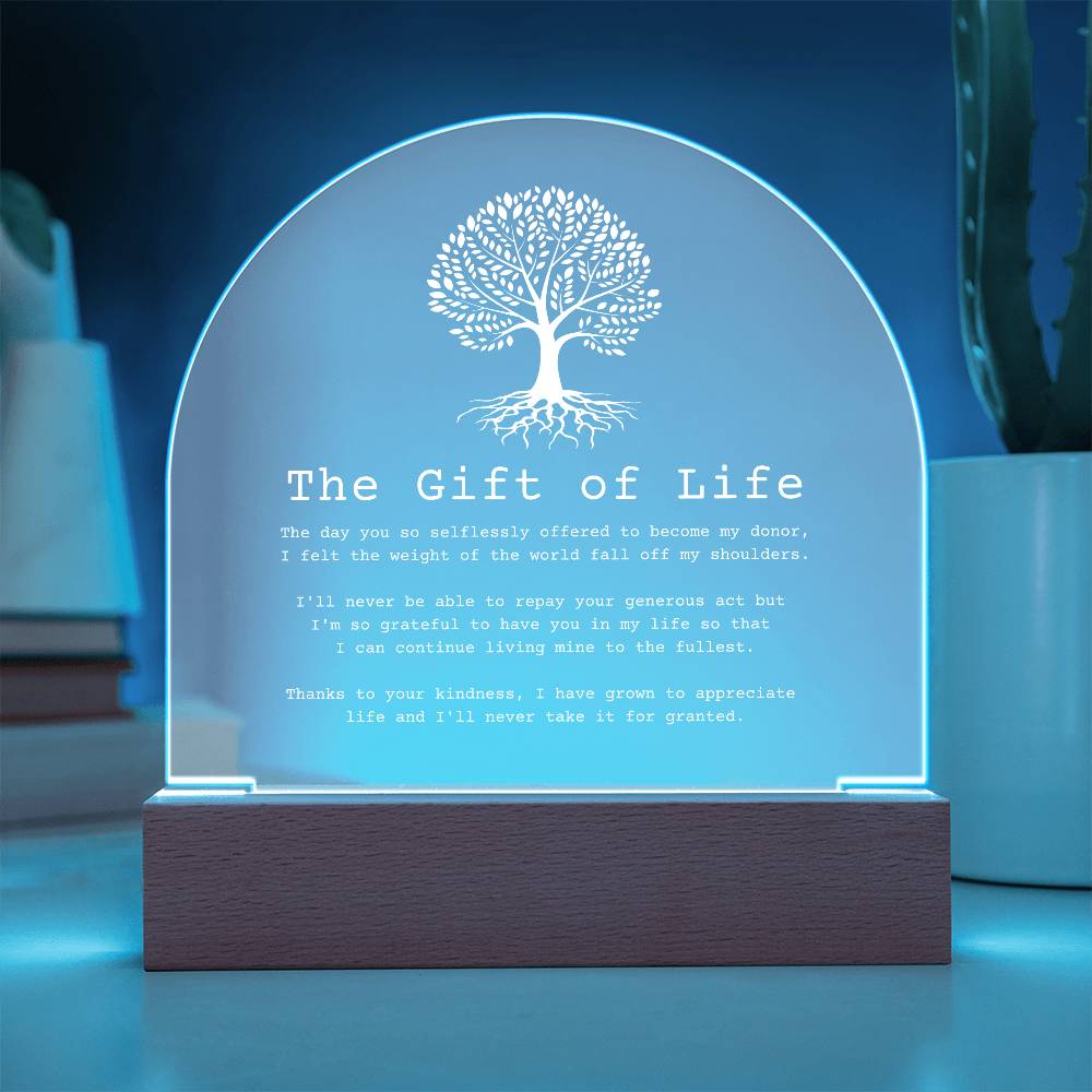 Gift of Life Transplant Anniversary Acrylic Plaque