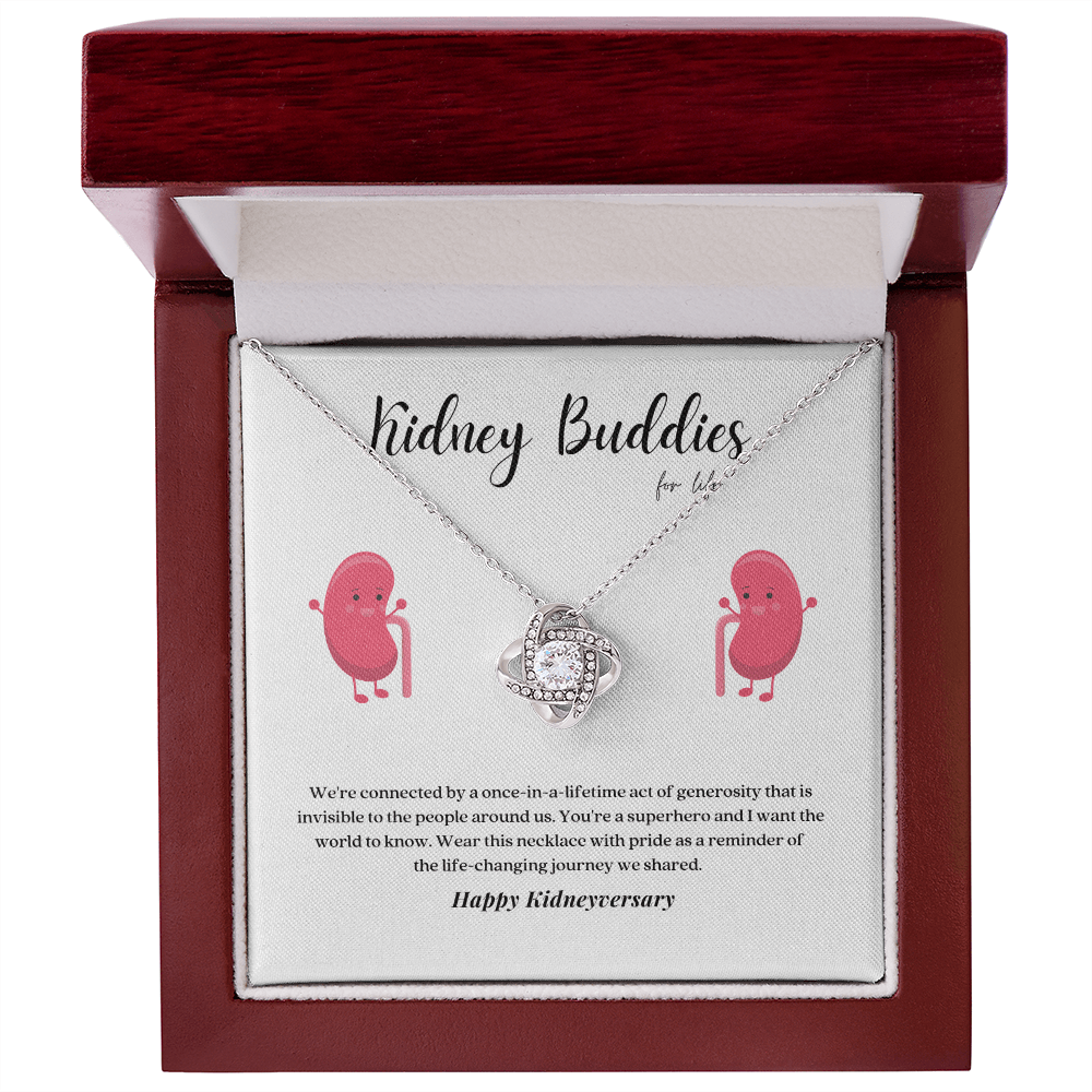 ShineOn Fulfillment Jewelry Mahogany Style Luxury Box (w/LED) Kidney Buddies Transplant Anniversary Pendant Necklace