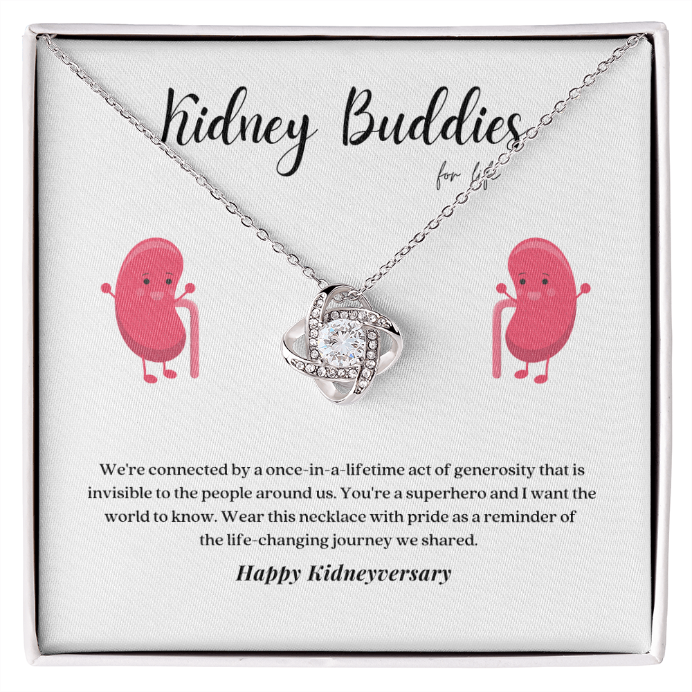 ShineOn Fulfillment Jewelry Two Toned Box Kidney Buddies Transplant Anniversary Pendant Necklace