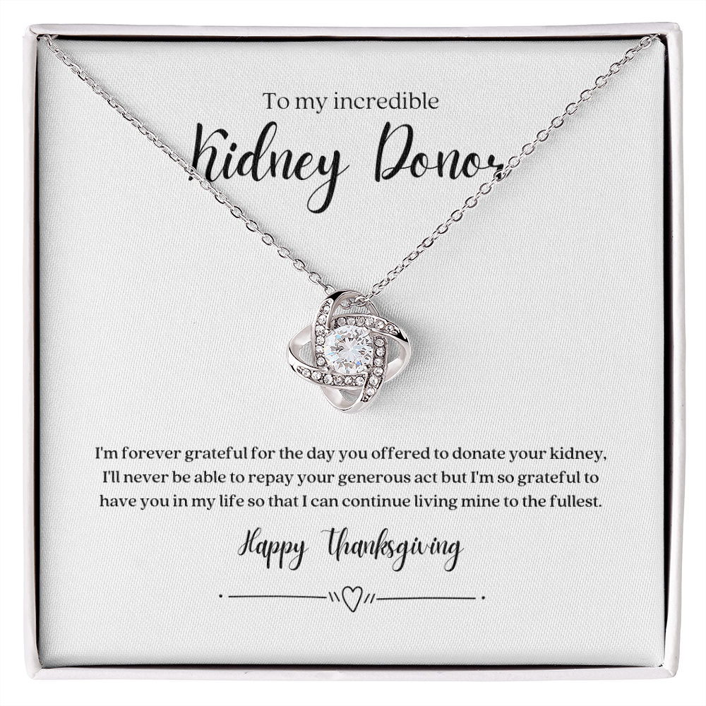 ShineOn Fulfillment Jewelry Standard Box Kidney Donor 'Happy Thanksgiving' Pendant Necklace