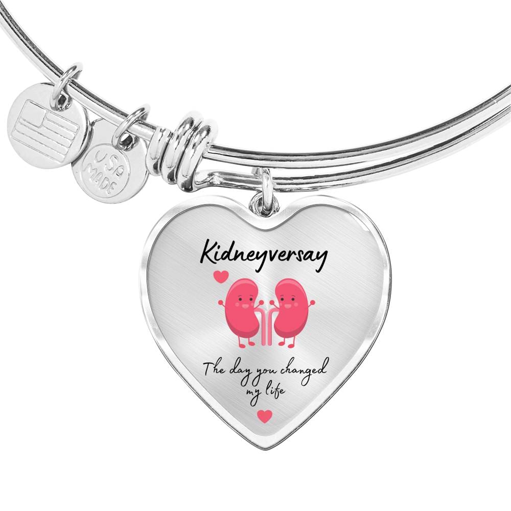 ShineOn Fulfillment Jewelry Kidney Donor 'Kidneyversary' Personalized Heart Pendant Bracelet