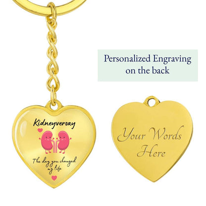 ShineOn Fulfillment Jewelry Graphic Heart Keychain (Gold) / Yes Transplant Anniversary Personalized Heart Keychain