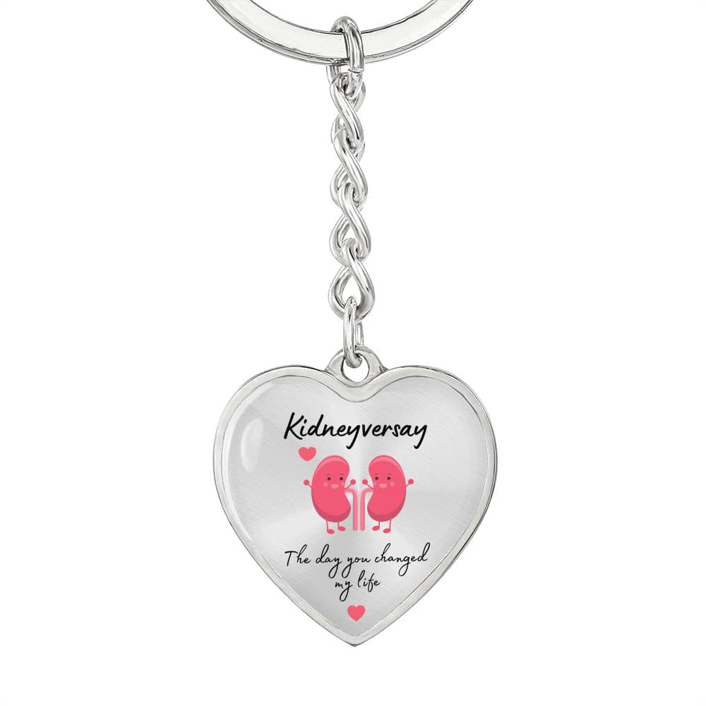 ShineOn Fulfillment Jewelry Graphic Heart Keychain (Silver) / No Transplant Anniversary Personalized Heart Keychain