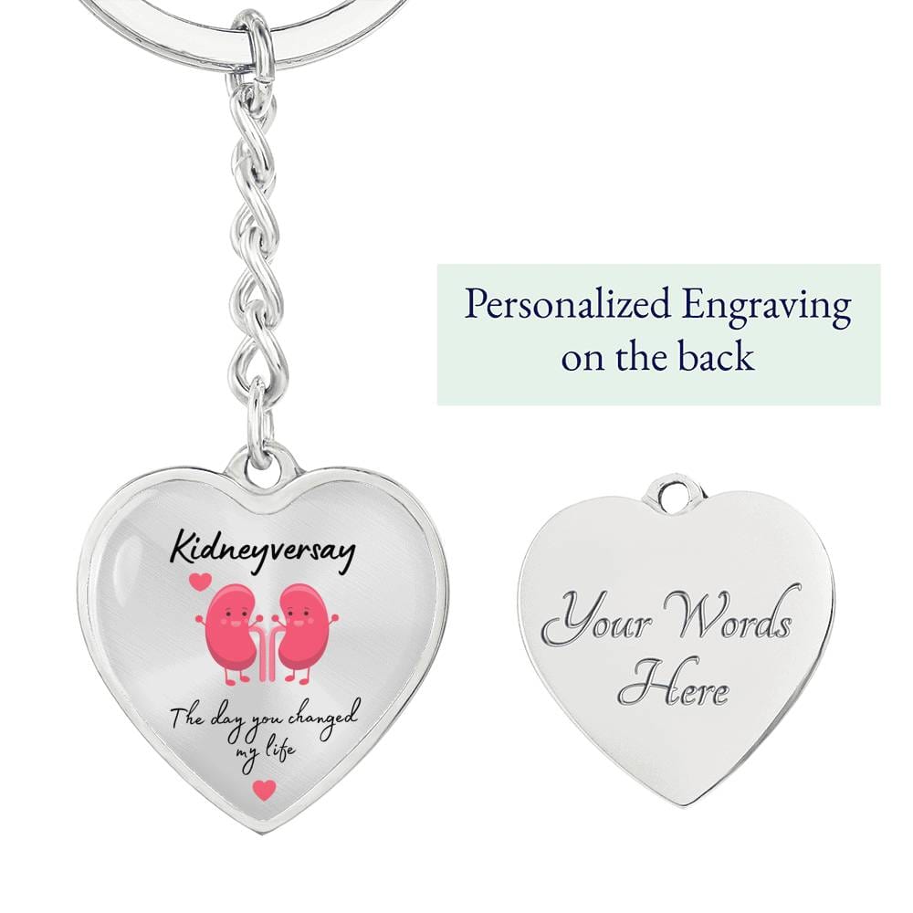 ShineOn Fulfillment Jewelry Graphic Heart Keychain (Silver) / Yes Transplant Anniversary Personalized Heart Keychain